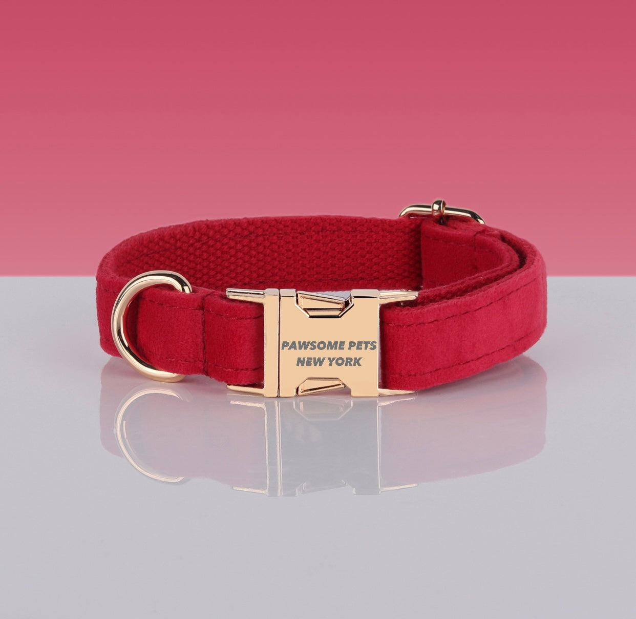 Collier réglable rouge cerise pour chien