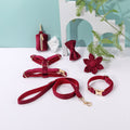 Ensemble 6 pièces fleuri bordeaux pour chien