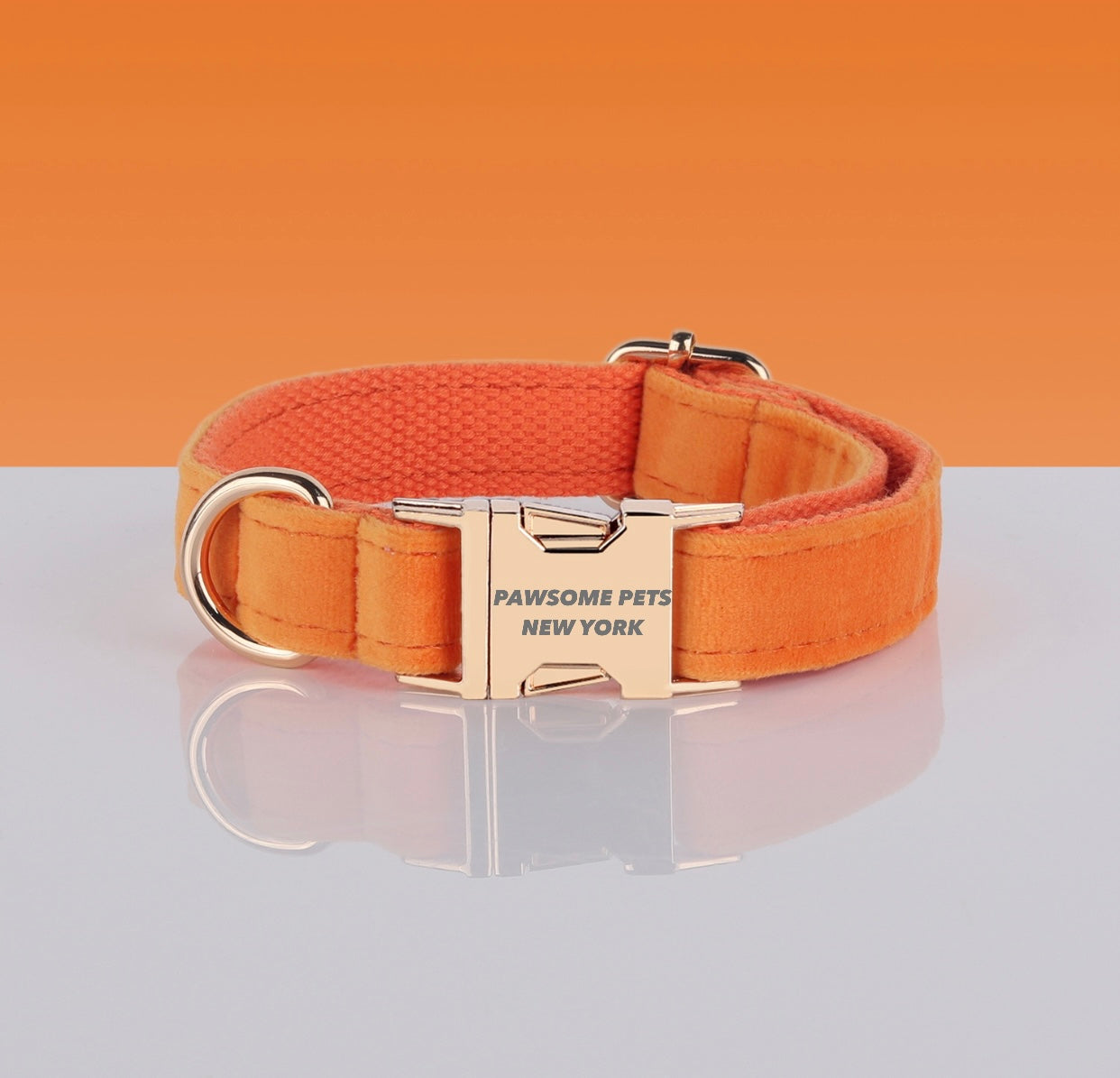 Collier réglable orange corail pour chien