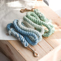 Laisse mains libres en corde de coton bleu dégradé