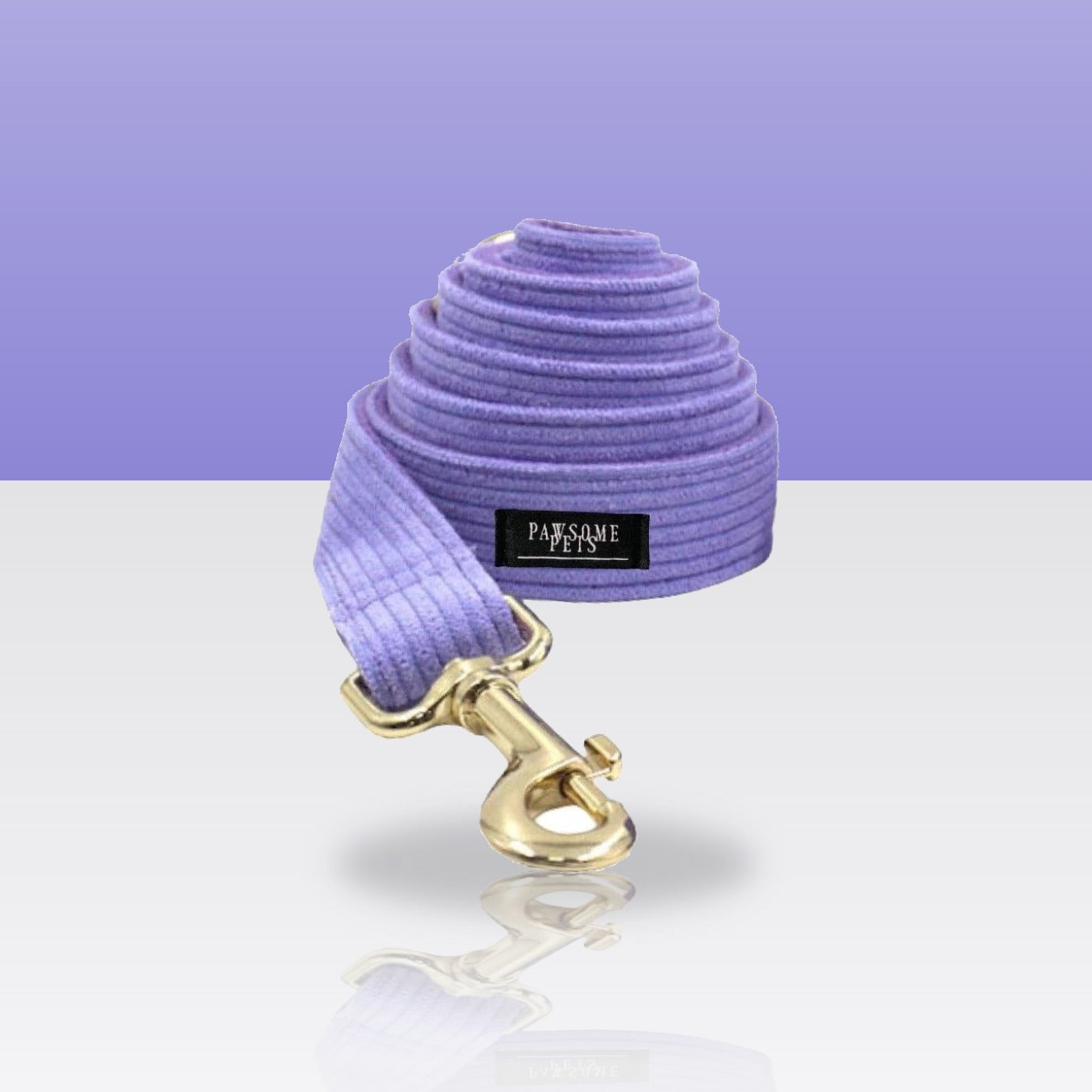 Laisse lilas en velours pour chien, mousqueton doré