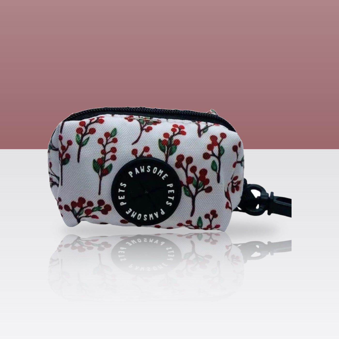 Porte-sacs à crottes fleuri rouge pour chien