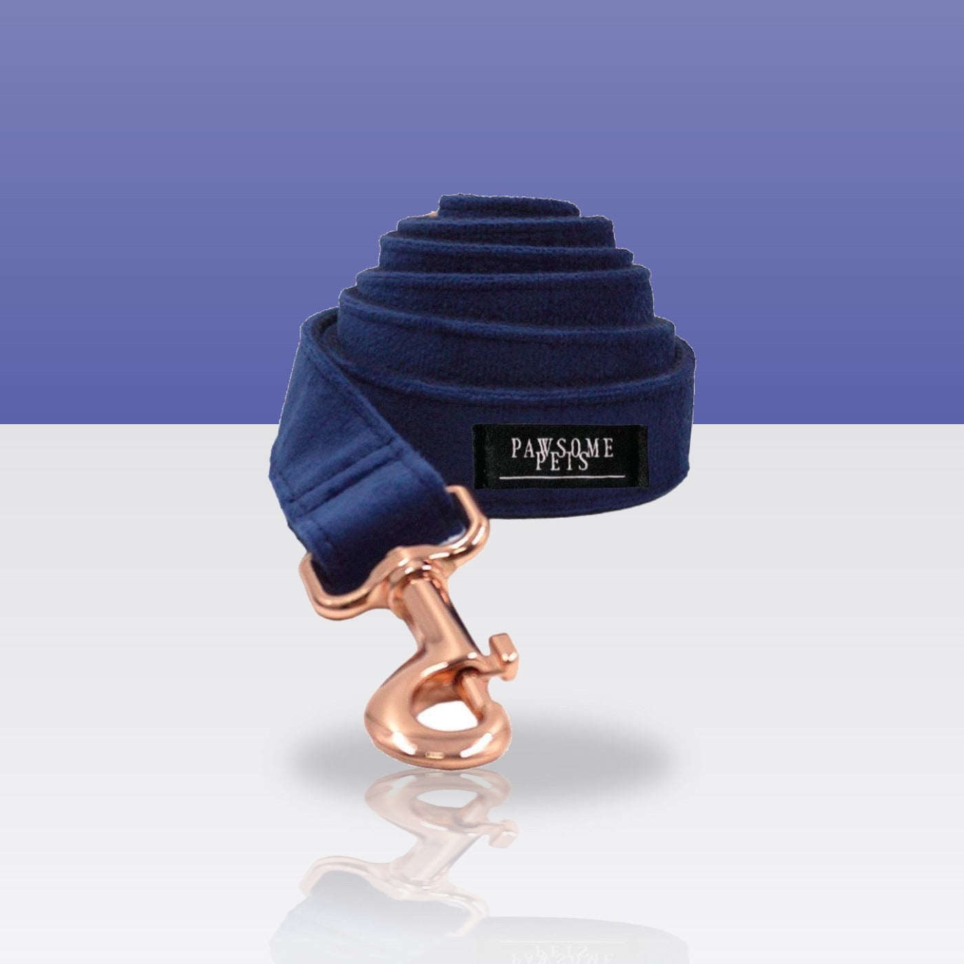 Laisse bleu marine pour chien, mousqueton doré