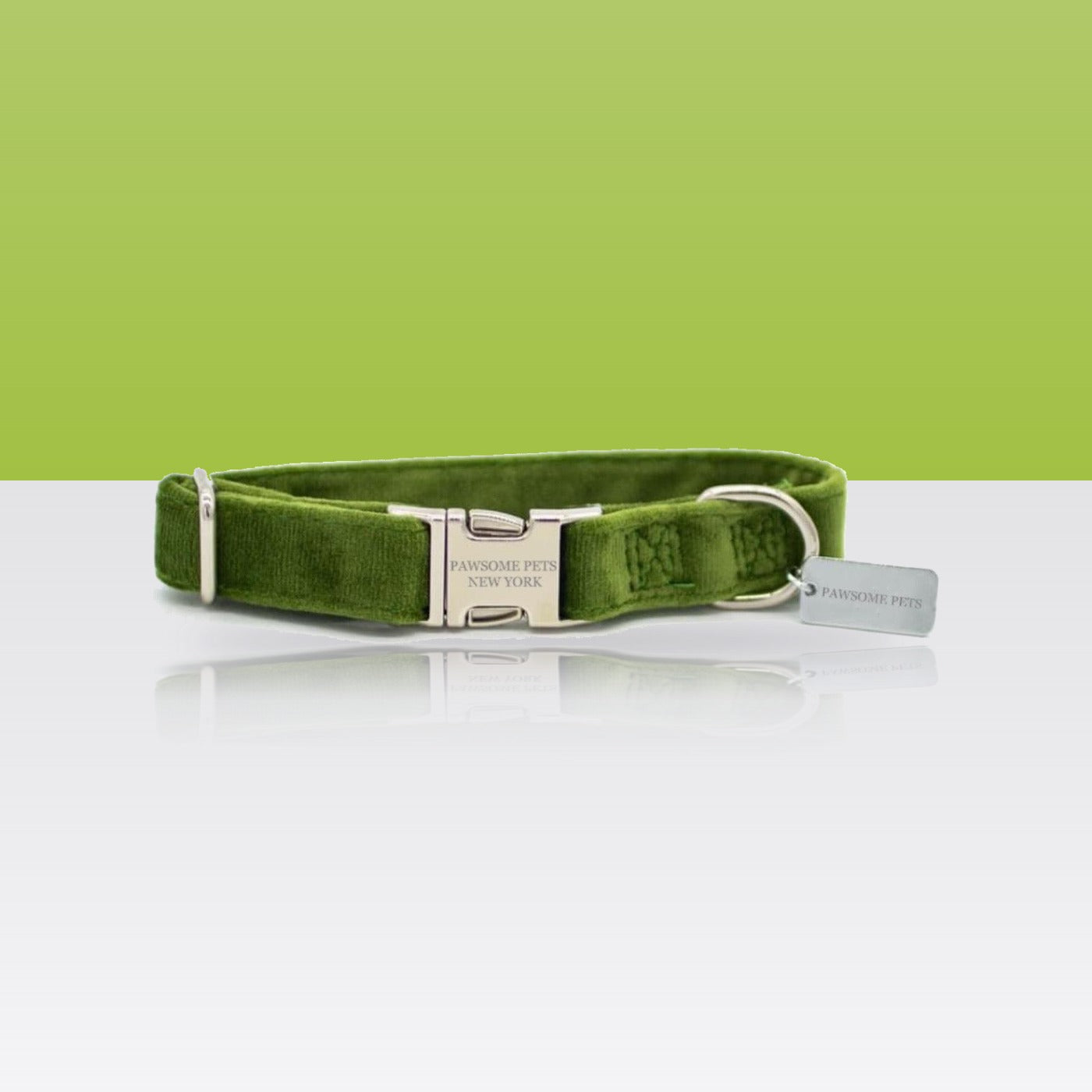 Collier vert olive en velours pour petit chien et chat