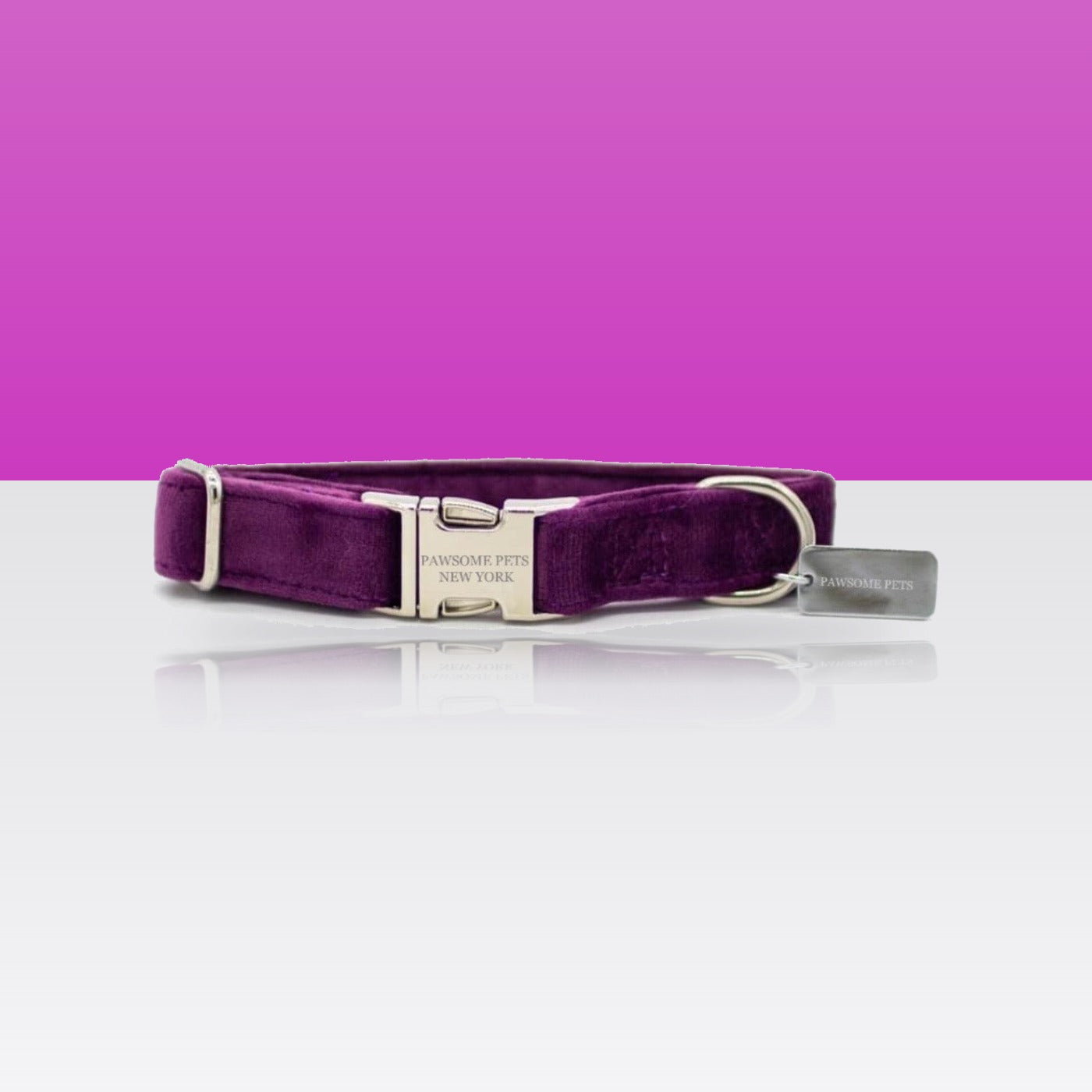 Collier violet foncé en velours pour petit chien et chat