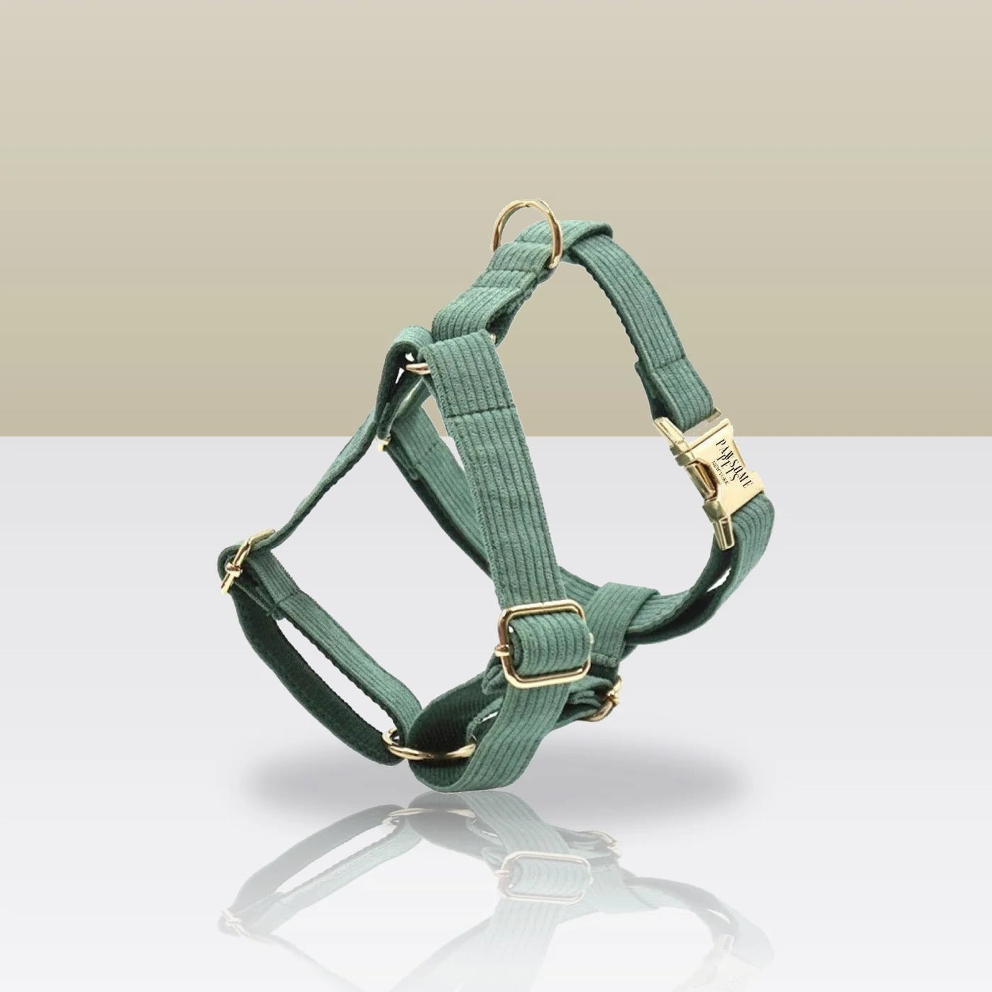 Harnais réglable vert olive pour chien