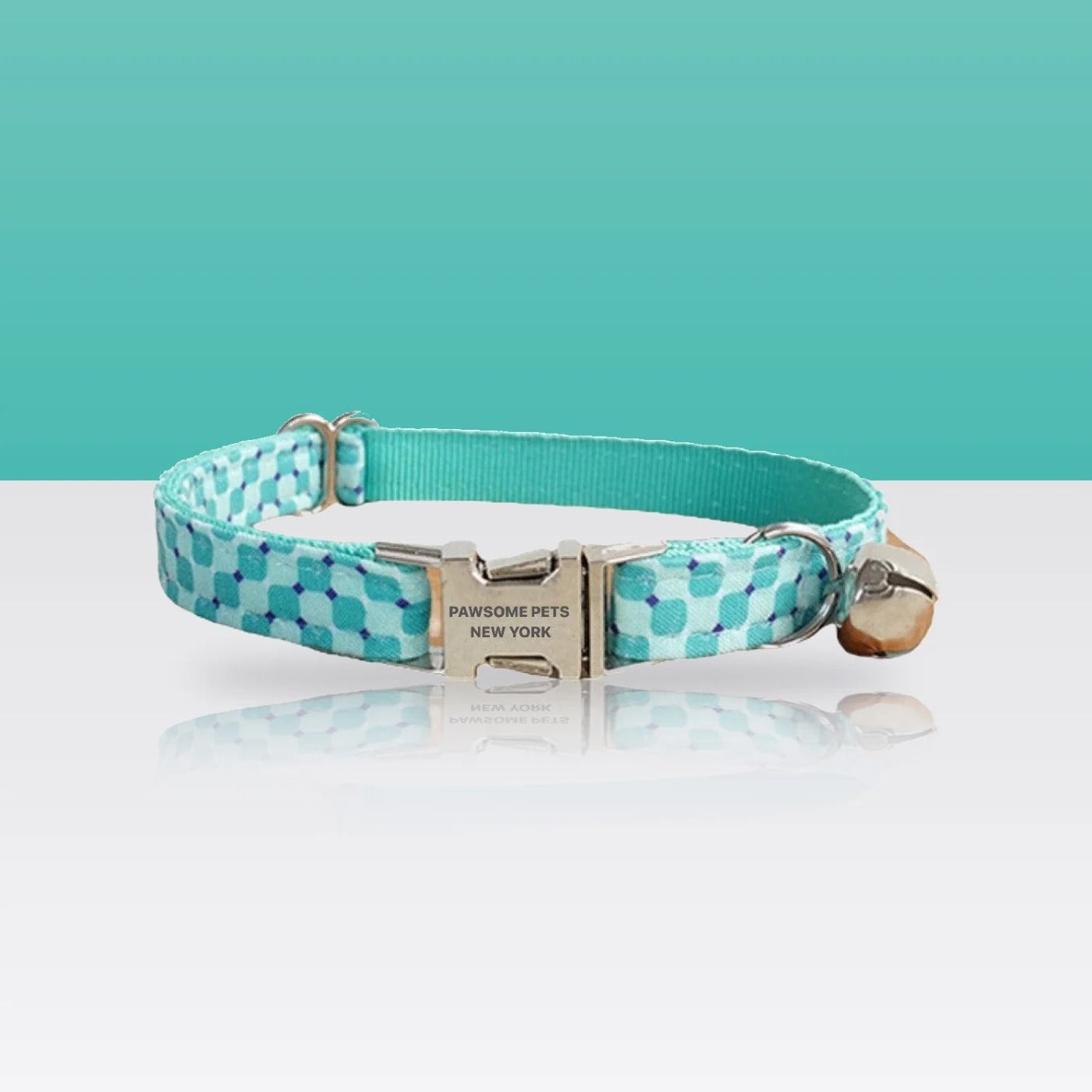 Collier bleu paon rayé pour petit chien et chat