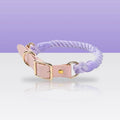 Collier en corde et cuir héliotrope pour chien