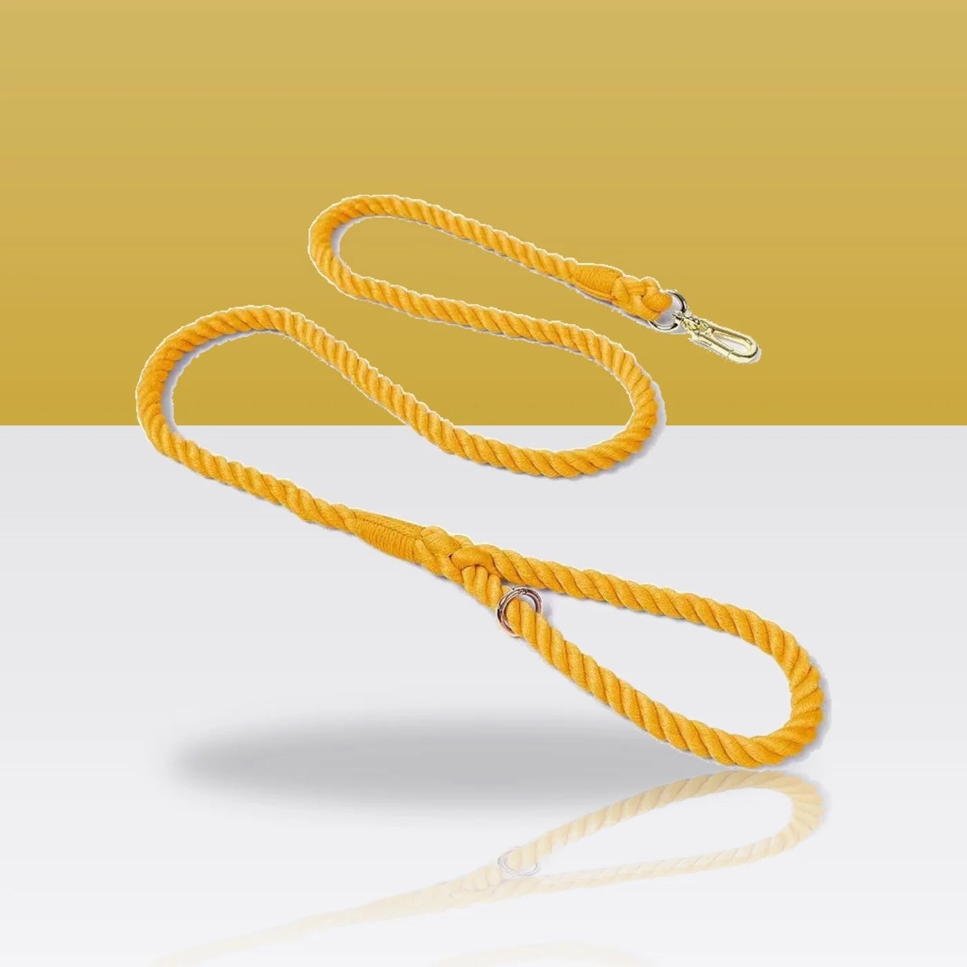 Laisse en corde jaune safran pour chien