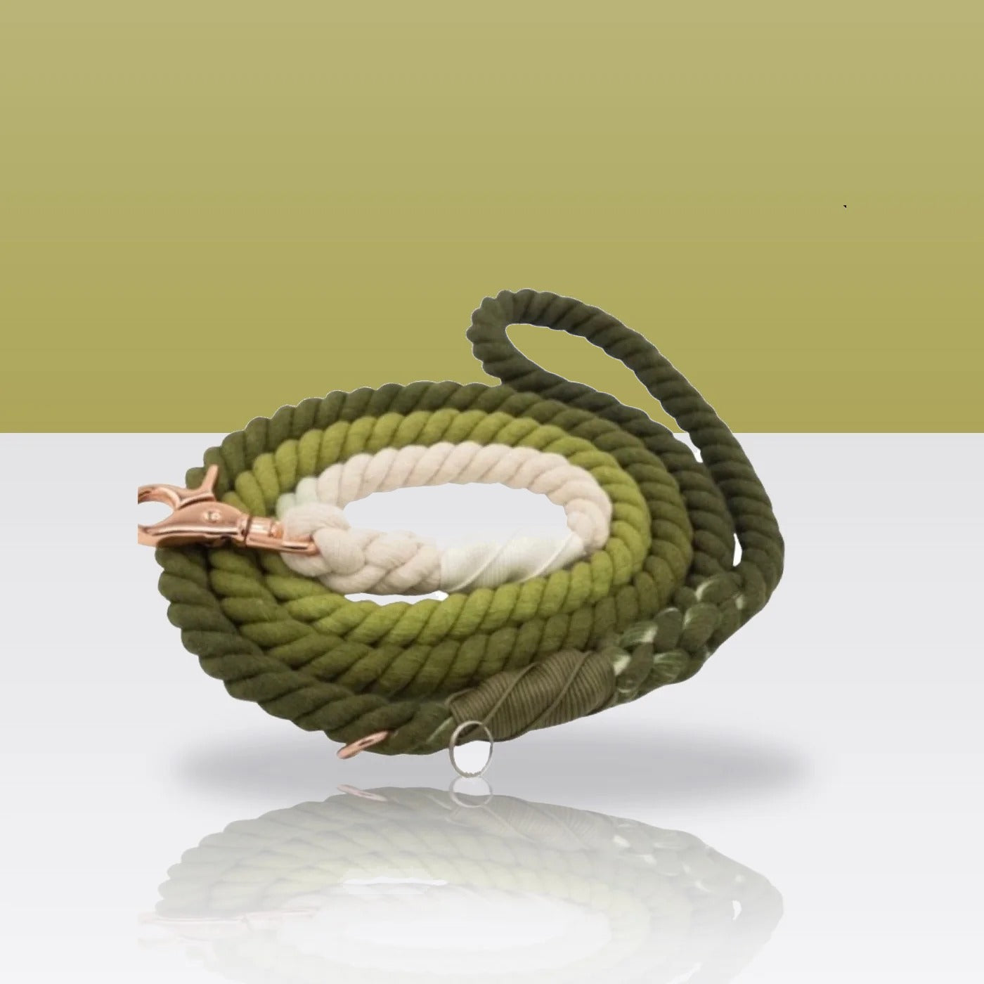 Laisse en corde dégradé vert olive pour chien
